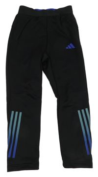 Černé sportovní funkční tepláky s pruhy Adidas 