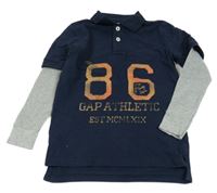Tmavomodro-šedé polo triko s číslem Gap 