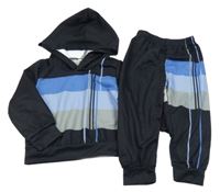 2set - Černo-modro-šedá mikina s kapucí + kalhoty 