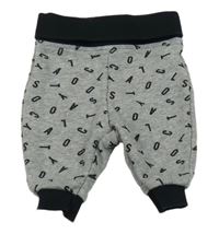 Šedo-černé tepláky s písmenky Lupilu