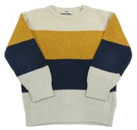 Bílo-béžovo-tmavomodrý pruhovaný svetr C&A