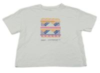 Bílé crop tričko s výšivkou Name it