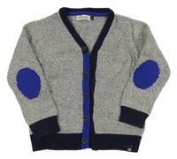 Šedo-tmavomodrý propínací svetr Jean Bourget