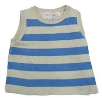 Modro-béžová pruhovaná úpletová vesta Zara