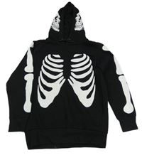 Černá mikina s kostlivcem a kapucí 