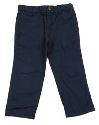 Tmavomodré plátěné chino kalhoty H&M