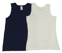 2x - Tmavomodrá + bílá košilka s krajkou