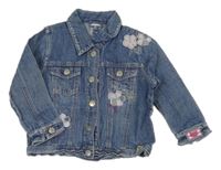 Modrá riflová bunda s květy Next