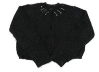 Černo-barevné chlupaté svetrové bolerko s kamínky George 