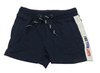 Tmavomodré teplákové kraťasy s nápisem Vertbaudet