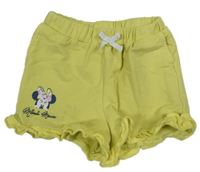 Žluté bavlněné kraťasy s Minnií Disney