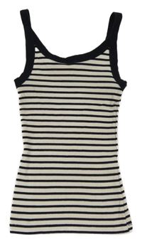 Tmavomodro-bílý pruhovaný žebrovaný top H&M
