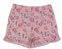 Světlerůžové bavlněné kraťasy s mořskými vílami 