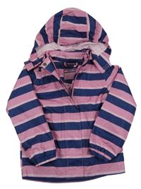Světlerůžovo-tmavomodrá pruhovaná šusťáková jarní bunda s odepínací kapucí Impidimpi