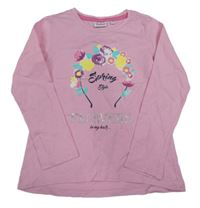 Růžové triko s kytičkami Blukids