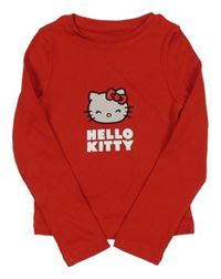 Červené žebrované triko s Kitty Sanrio
