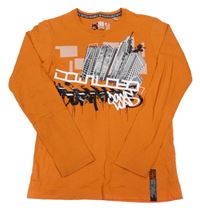 Oranžové triko s městem C&A