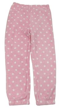 Světlerůžové chlupaté pyžamové kalhoty s hvězdičkami