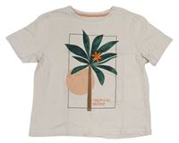 Světlepudrové crop tričko s palmou Tu