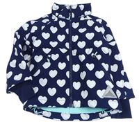Tmavomodrá softshellová bunda s bílými srdíčky H&M