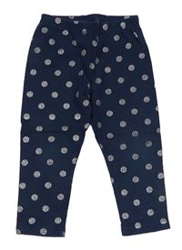 Tmavomodro-stříbrné puntíkaté teplákové legíny Matalan