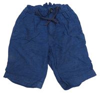 Tmavomodré melírované chino lněné kraťasy H&M