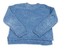 Modrý melírovaný žinylkový oversize svetr C&A