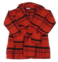 Červeno-černý kostkovaný vlněný cardigan zn. M&S