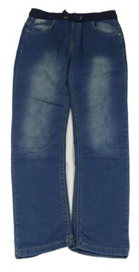 Modré teplákové rifle s úpletovým pasem YIGGA