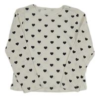 Bílé melírované úpletové mikinotriko se srdíčky 