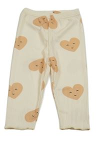 Vanilkové žebrované legíny se srdíčky 