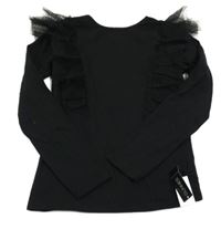 Nové - černé triko s tylovými volánky s puntíky St. Bernard