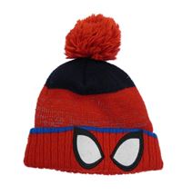 Červeno-tmavomodrá čepice s bambulí - Spider-man George