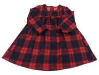 Tmavomodro-červené kostkované šaty miniclub