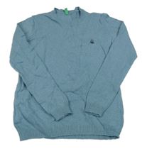 Šedomodrý vlněný kašmírový svetr Benetton