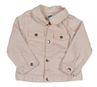 Světlerůžová tepláková riflová bunda s límemčme Mots d'enfants