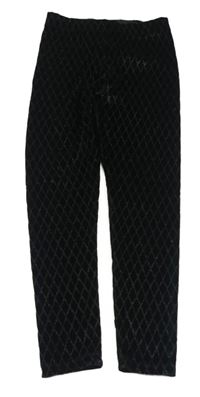 Černé kárované třpytivé sametové legíny ZARA