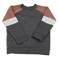 Tmavošedo-kakaovo-bílá mikina Nutmeg