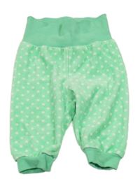 Zeleno-bílé puntíkaté sametové tepláky Liegelind