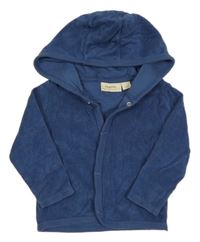 Tmavomodrá froté propínací mikina s kapucí lupilu