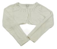 Smetanové melírované třpytivé propínací svetrové bolérko s perlami Monsoon