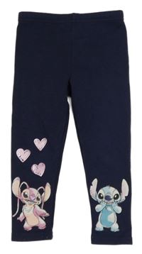Tmavomodré teplákové legíny se Stitchem a Angelou PRIMARK