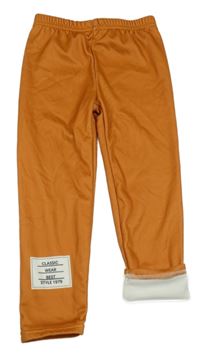 Cihlové teplákové zateplené legíny s nápisy SHEIN