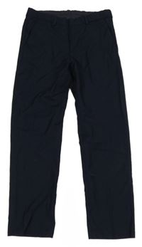 Tmavomodré slim fit slavnostní kalhoty H&M