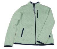 Mentolová melírovaná pletená propínací mikina L&D