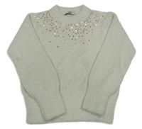 Smetanový chlupatý svetr s flitry C&A