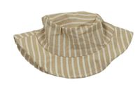 Hnědo-bílý pruhovaný plátěný klobouk
