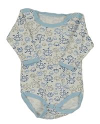 Bílo-světlemodré body s opičkami 