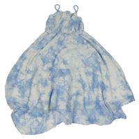 Modro-bílé batikované šifonové letní šaty H&M