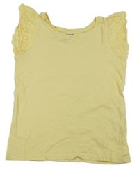 Žluté melírované tričko s volánky s madeirou dopodopo